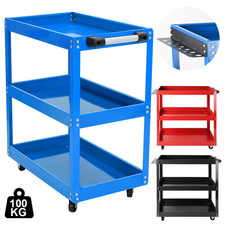 3 Tier Tool Storage Heavy Duty Garage Trolley Workshop DIY Wheel Cart Shelf UK