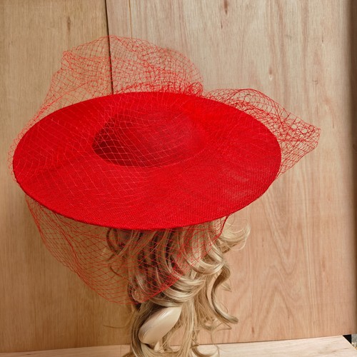 Red veil veiling wide brim - veiling,