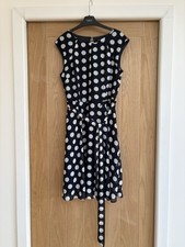 Wallis Polka Dot Dress Navy With White Spots Size 14
