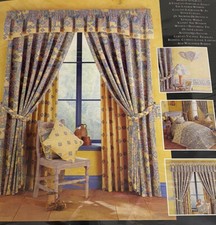 CURTAINS Patterned Pencil Pleat 167cm W x 137cm L Twos Company By Rectella NEW