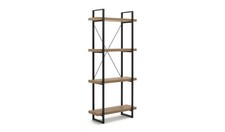 Loft Living Tall Steel Bookcase - Oak