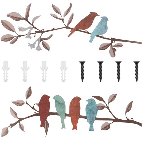 2pcs metal bird wall art - 2pcs,