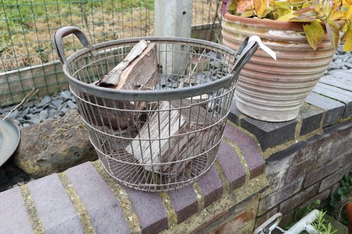 Vintage galvanised log basket - galvanised,