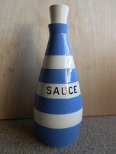 T.G. Green Cornishware - Tall Sauce Bottle With Cork & Ceramic Stopper