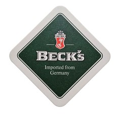 Becks Beer Coaster Imported From Germany Barware Pub Memorabilia Green White