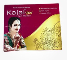 KAJAL Gold Organic Mehandi Cone 12 Pack Henna Temporary Tattoo Kit 12pcs