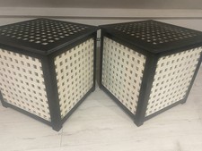 Pair Of IKEA Hol  wooden Cube Storage Units Bedside Tables Painted Black & White