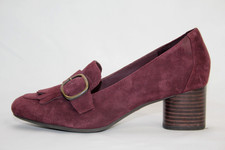 CLARKS Unstructured Un Cosmo Go dk burgundy suede loafers shoes UK 5 EU 38