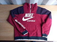 Nike Sweatshirt Y2K Big Swoosh 1/4 Zip Jumper Red Size SMALL 