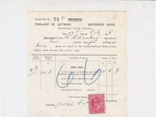 Township Leftwich Northwich Rural District 1905 Poor Rate Stamp Receipt Rf 36040