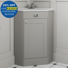 Corner Bathroom Vanity Unit Basin Sink Traditional Cabinet Furniture Grey 580mm