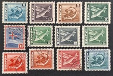 Iceland 1939, set of 12x Stamps Used 