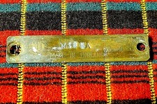 UNIT M188A OLD BRASS NOTICE SIGN PLAQUE - 9x1.7cm from a SCRAPPED BUS