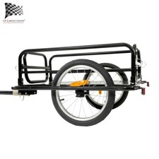 Folding Bicycle Cargo Trailer with Universal Hitch and Storage Trolley Black
