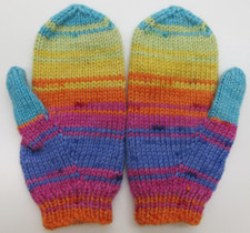 Unisex Superwash Wool Mittens Thick Multicoloured Size 6 - 8 years