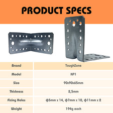 HEAVY DUTY Galvanized Steel Corner Brackets Reinforced Angle Braces Metal KP