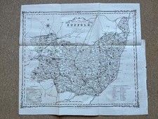 Antique map of Suffolk 1852 antique engraving British Gazetteer rare