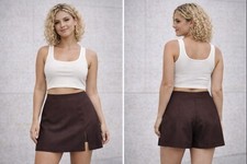 Brown Stretch Skorts Skirt