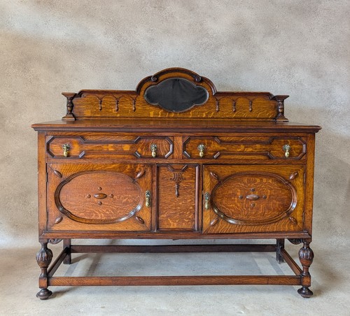 Antique edwardian oak mirror - edwardian,