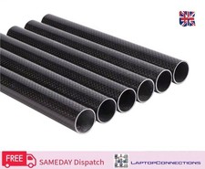 Carbon Fibre Tube 3K Rolled, 200mm, 6.0-50mm OD, Gloss Plain Weave UK Supplier