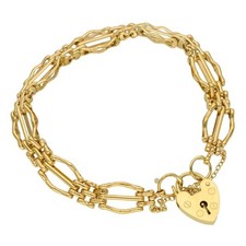 Ladies 9ct Yellow Gold Fancy Link Gate Bracelet - 15.3g