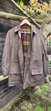Burberry Men's Vintage Waxed Cotton Field Jacket With Tartan Wool Lining Size S