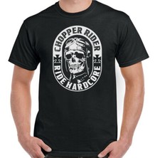Biker T-Shirt Skull Chopper Rider Mens Motorcycle Motorbike Custom Top