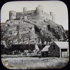 Glass Magic Lantern Slide A VIEW OF HARLECH CASTLE C1890 PHOTO WALES