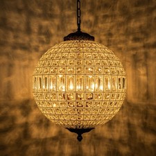 Retro Antique Bronze Crystal Globe Pendant Light Classic Ceiling Light Fixtures