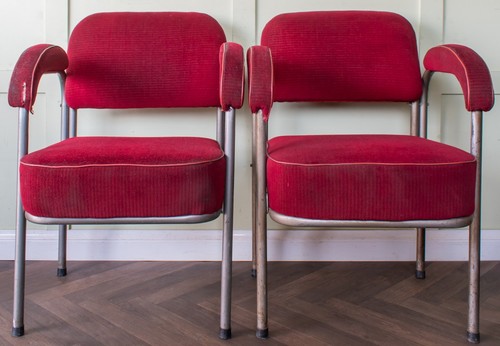 Pair tubular steel chairs - tubular,