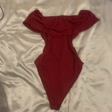 Red off the shoulder bodysuit