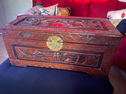 Carved camphor wood asian - carved,