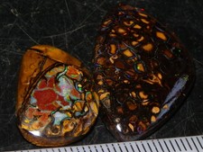 2 Nice Cut/Polished Koroit Opal Freeform Cabs 33.66cts Pattern/Fires Qld Au NR