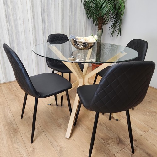 Round glass dining table - table, with