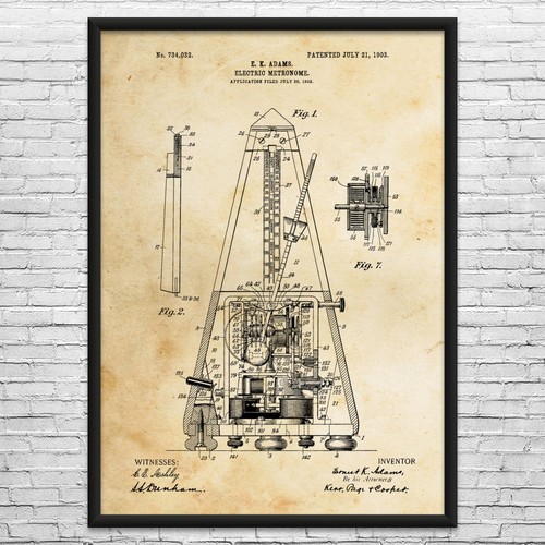 Metronome patent wall art - patent,