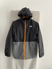 THE NORTH FACE DRYVENT Grey & Black Fleece Lined Hooded Rain Jacket Size L Youth