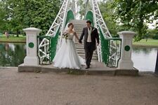 Designer Caroline Castigliano ivory princess style wedding dress, size 12/14