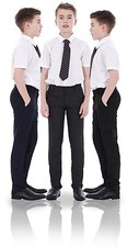 Boys ex BHS Slim Fit Skinny Grey Adjustable Waist Black School Trousers