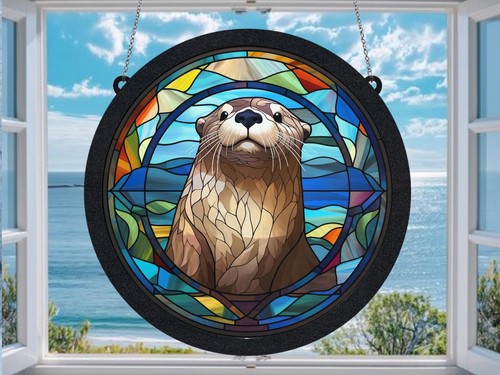 Otter suncatcher stained - suncatcher,,