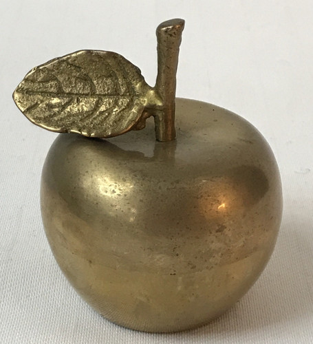 Vintage brass bell apple - bell,