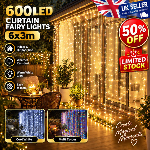 600 led curtain fairy lights - 600,