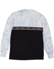 FRED PERRY Womens Graphic Sweatshirt Jumper UK 8 Small  Navy Blue Tie Dye DX25