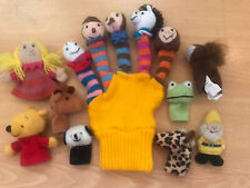 Dakin Knitted  Hand Puppet Soft Toy 9” & Finger Puppets 2” x 8