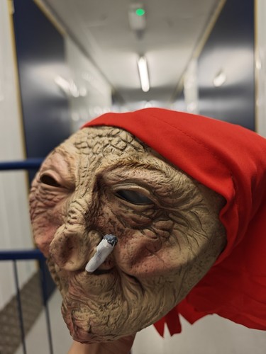 Old woman head mask creepy - mask,