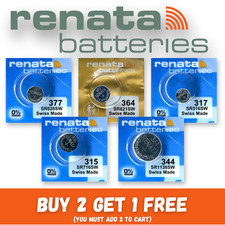 RENATA Watch Batteries 317 364 371 377 399 CR2032 Silver Oxide or Lithium Coin