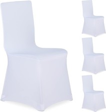 4PCS Universal Chair Covers Stretch Fabric For Event Party & Wedding White USED