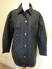 ZARA BLACK FAUX LEATHER QUILTED JACKET WITH POCKETS - SIZE SMALL