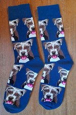 Novelty Staffordshire Bull Terrier Socks Staffy Staff Dog Puppy Blue Grey Doggie