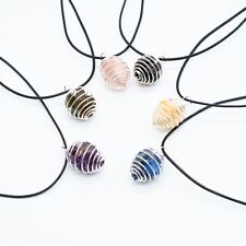 Crystal Chip Necklace, Gemstone Silver Plated Spiral Pendant Cage Jewellery Gift