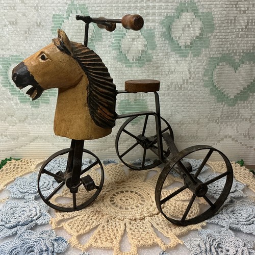 Vintage hand carved wood - hand, horse